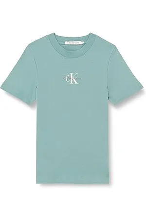 Calvin Klein Jeans Damska koszulka Monologo Slim Fit S/S Knit Tops, , XXS