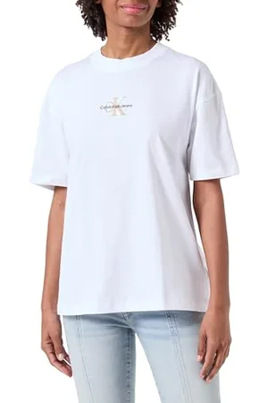 Calvin Klein Jeans Damska koszulka Monologo Boyfriend S/S, , XXS