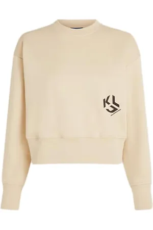 Karl Lagerfeld Bluza z logo regularnym, damska, brązowa, bluza, , XS