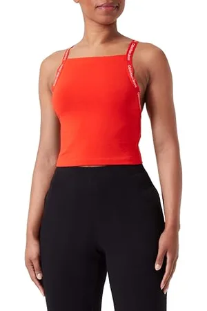 Calvin Klein Jeans Damska koszulka z elastycznymi paskami z logo Inne dzianina, , XXS