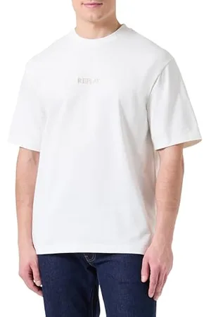 Replay Męski t-shirt oversize z bawełny, , XL
