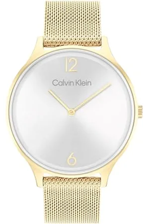 Calvin Klein Analogowy zegarek kwarcowy dla kobiet z kolekcji Timeless Mesh 38 mm z siatką ze stali nierdzewnej lub skórzaną bransoletką, , Nowoczesny