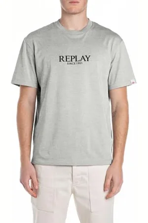 Replay Męski t-shirt z bawełny relaxed fit, , M