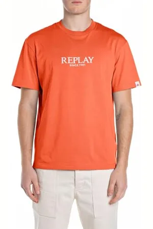 Replay Męski t-shirt z bawełny relaxed fit, , XS