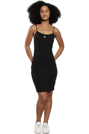 Calvin Klein Jeans Damskie sukienki bodycon z prążkowanymi ściągaczami, , XL