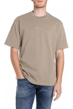 Replay Męski t-shirt oversize z bawełny, , XS