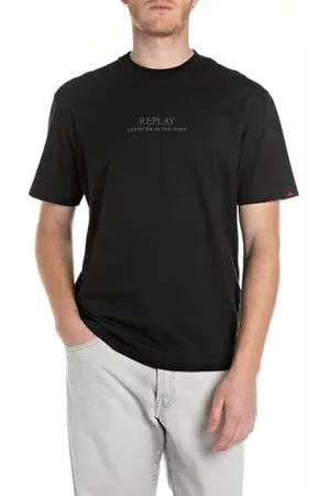 Replay Męski t-shirt z bawełny relaxed fit, , XXL