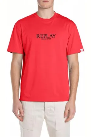 Replay Męski t-shirt z bawełny relaxed fit, , M