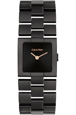 Calvin Klein Dwuręczny zegarek kwarcowy dla kobiet CK Meridian Collection z czarną bransoletką ze stali nierdzewnej - 25100091, Czarny, Jeden rozmiar