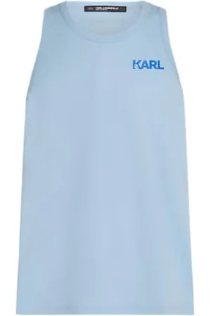 Karl Lagerfeld Karl Logo Tank Top, Blue, Men, Beachwear, , XL