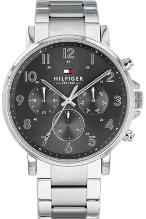 Tommy Hilfiger Analogowy wielofunkcyjny zegarek kwarcowy dla mężczyzn ze srebrną bransoletką ze stali nierdzewnej - 1710382, , Bransoletka