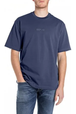 Replay Męski t-shirt oversize z bawełny, , XS