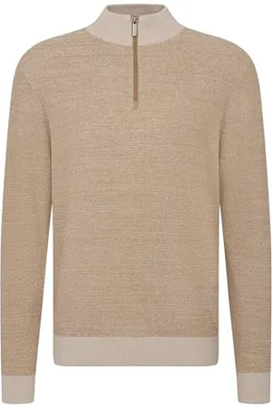 Bugatti Troyer męski sweter z dzianiny, stójka, krótki zamek błyskawiczny, krój Regular Fit, , 3XL