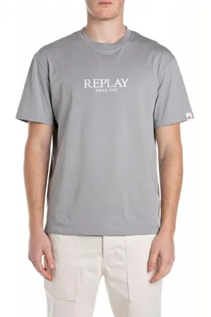 Replay Męski t-shirt z bawełny relaxed fit, , XXL