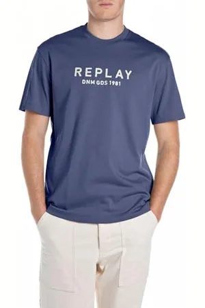 Replay Męski t-shirt z bawełny relaxed fit, , XXL