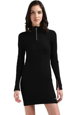 Calvin Klein Jeans Damska sukienka Variegtaed Rib z zamkiem do połowy Ls Bodycon, , L