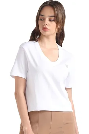 Calvin Klein Jeans Damska koszulka Ck Embro z dekoltem w serek S/S dzianinowe topy, , 3XL
