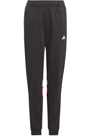 adidas Uniseks - dzieci Tiberio 3-Stripes Colorblock Fleece Pants Kids, black/better scarlet/white, 13-14 Years