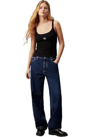 Calvin Klein Jeans Damski podkoszulek z prążkowanym dekoltem w łódkę, , 3XL