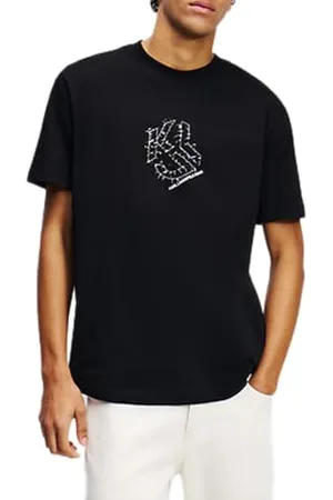 Karl Lagerfeld Regular Curved Hem Shibori Tee, męski, , t-shirt, , XXL