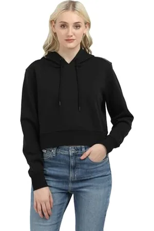 Calvin Klein Jeans Damska bluza z kapturem z logo J20J224691, zapinana na zamek do połowy, czarna, XXL, , XXL
