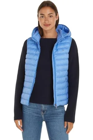 Tommy Hilfiger Damska kamizelka LW Wyściełana GLOBALNA PASKI Niebieska Zaklęcie XS, , XS