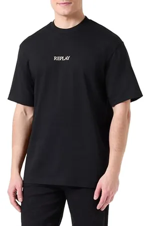 Replay Męski t-shirt oversize z bawełny, , S