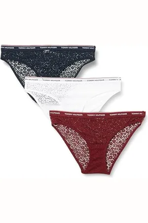 Tommy Hilfiger Damskie 3-pak bikini koronkowe (rozmiary zewnętrzne) UW0UW04897, majtki, czerwone, XL, , XL