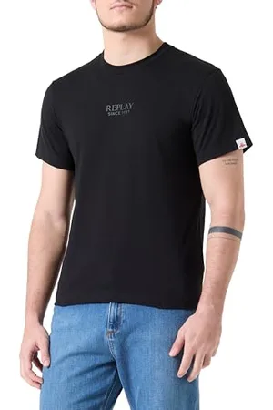 Replay Męski t-shirt o regularnym kroju z bawełny, , M