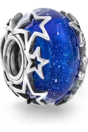 PANDORA Charm Murano-Glas Moments "Sterne" Silber, blau 790015C00