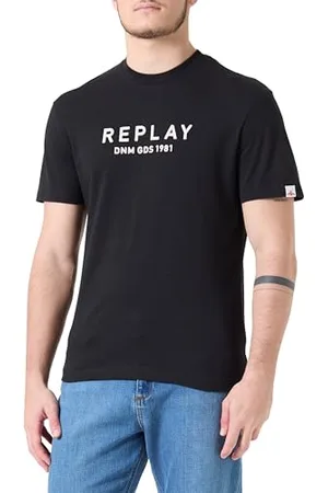Replay Męski t-shirt z bawełny relaxed fit, , M