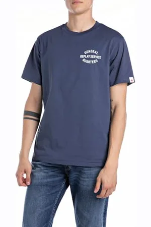 Replay Męski t-shirt o regularnym kroju z bawełny, , S