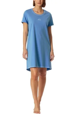Schiesser Damska koszula nocna z krótkim rękawem Casual Essentials zestaw piżamowy, jasnoniebieska_181252, 42, , 42