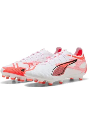 PUMA Buty piłkarskie unisex Ultra 5 PRO FG/AG, białe czarno-świecące czerwone, 38 EU, Biały Czarny Świecący Czerwony, 39 EU