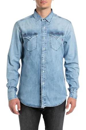 Replay Męska koszula dżinsowa Regular Fit, , XL