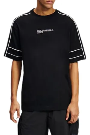 Karl Lagerfeld Relaxed Piping Tee, Men, Black, T-Shirt, , S