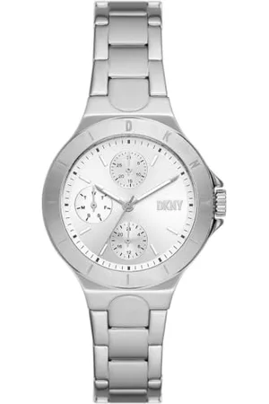 DKNY Chambers zegarek dla kobiet, mechanizm kwarcowy z chronografem, pasek ze stali szlachetnej, skóry lub silikonu, ,34MM