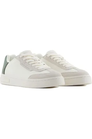 Armani Exchange Damskie buty sportowe Londyn, OFF WHT+DARK FR.GRN, 35 EU, , 35 EU