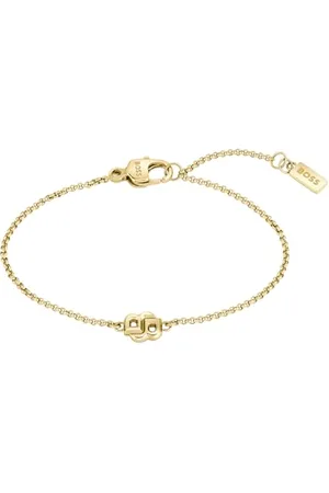 HUGO BOSS Biżuteria damska bransoletka z kolekcji DOUBLE B PETIT z żółtego złota z zawieszką Double B - 1580698, Jeden rozmiar, Stal nierdzewna, Bez kamieni szlachetnych