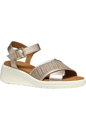 Geox D Meliconia G Wedge damskie sandały, szampańskie/skórki, 38 EU, , 38 EU