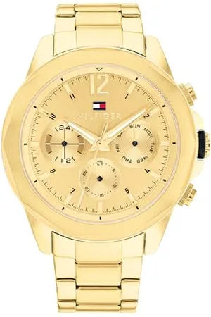 Tommy Hilfiger Analogowy Zegarek Kwarcowy Wielofunkcyjny dla Mężczyzn z Bransoletą ze Stali Nierdzewnej w Kolorze Złotym, 1792060