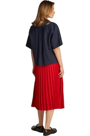 Tommy Hilfiger Damska koszula ESS LINEN RELAXED S/S WW0WW44720, niebieska, 32, , 58