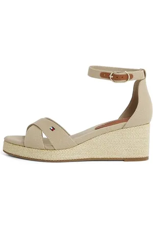 Tommy Hilfiger Damska flaga CRISS-CROS MID WEDGE ESPAD Espadryle, BEŻOWA (chrzan), 4 UK, , 37 EU