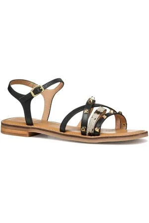 Geox Damskie sandały D MADDALUSIAC D Slide, czarne/białe, rozmiar 39 EU, , 39 eu