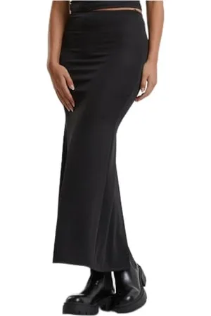 Urban classics Damska spódnica damska z brokatem, błyszcząca spódnica maxi dla kobiet, długa spódnica z rozcięciem, krój slim fit, , XXL