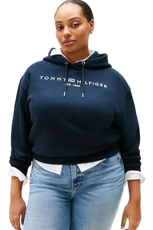 Tommy Hilfiger Damska bluza z kapturem CRV MDRN REG CORP LOGO WW0WW45446, niebieska, 50, , 50