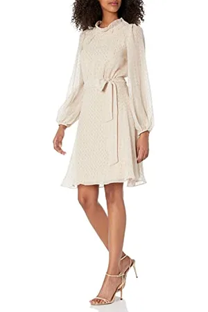 DKNY Damska sukienka z długim rękawem z paskiem, , 36