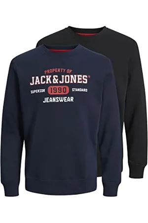 JACK & JONES JACK&JONES Męska bluza JJSTAMP Sweat Crew Neck 2PK MP, granatowy blezer/opakowanie: granatowy marynarka + czarny, M, Navy Blazer/opakowanie: granatowy + czarny, M