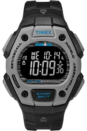 Timex Zegarek męski IRONMAN Classic 30 koperta czarno szara 38mm, wyświetlacz Negative Display z czarnym gumowym paskiem TW2U30200