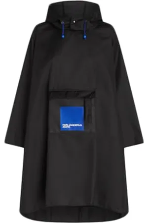 Karl Lagerfeld Logo Ponczo, męskie, czarne, odzież przeciwdeszczowa, , Rozmiar uniwersalny